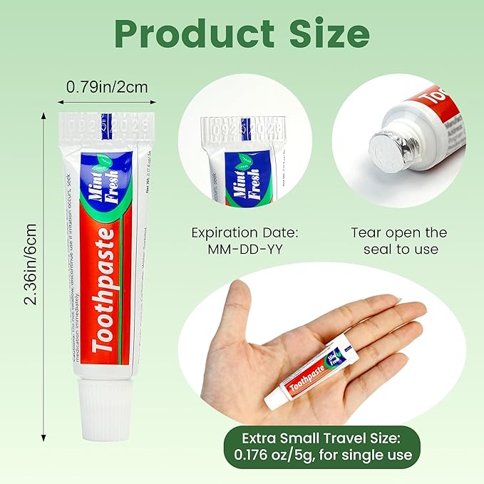 30 Tubes Travel Size Toothpaste in Bulk, Mini Small Toothpaste Mint Flavor Toothpastes for Guests Homeless Hotel Charity Toiletries Camping, 0.176oz/5g
