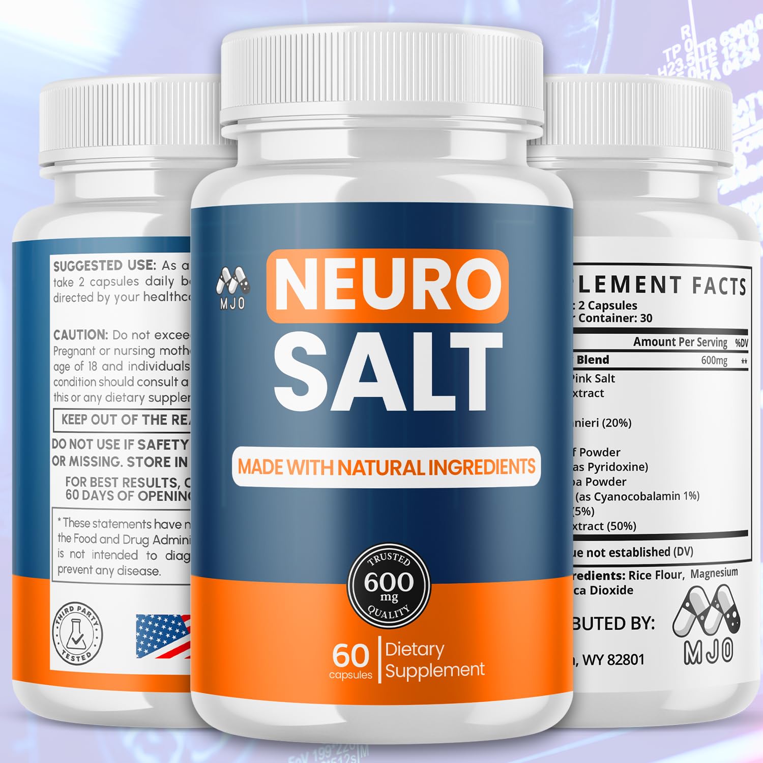 (3 Pack) Neuro Salt Capsules, NeuroSalt Pills with All Natural Ingredients, Advanced Neuro Salt Capsules Overall Health and Wellness Supplement Formula with Max Strength Multivitamin (180 Capsules)