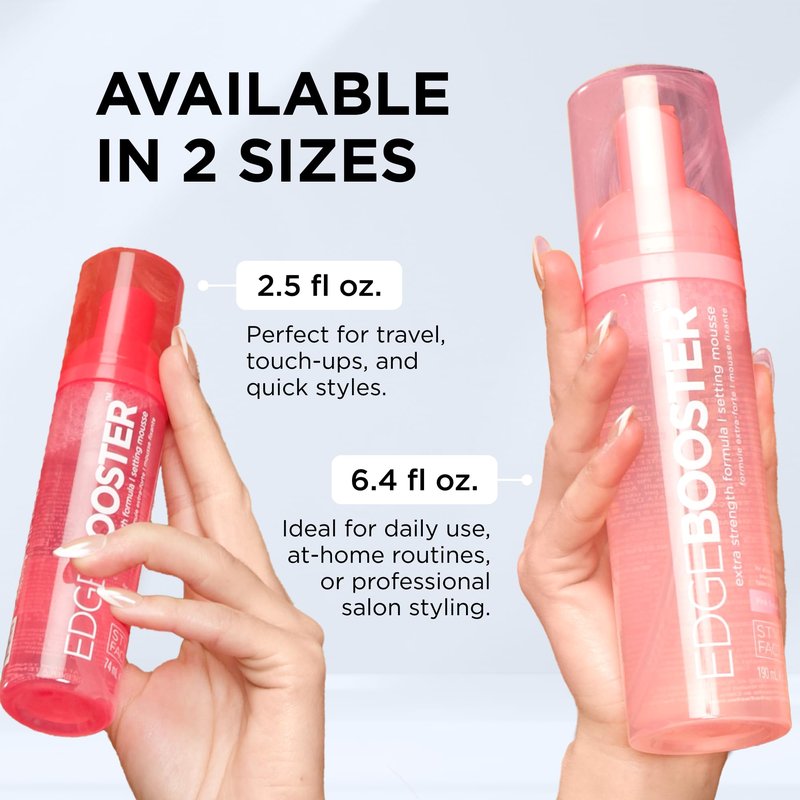 Style Factor EDGE BOOSTER Extra Strength Setting Mousse Travel Size – Frizz Control, Extra Volume, and Conditioning – 2.5oz Turquenite Mousse for Curly Hair