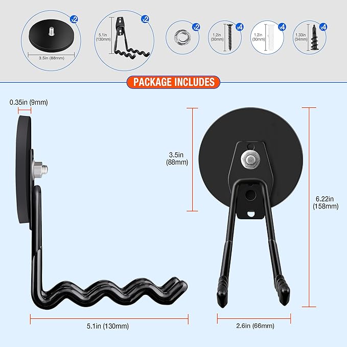 Large Strong Magnetic Hooks Heavy Duty, 2 Pack 3.5in Neodymium Magnet Storage Utility Hooks, Steel Long Magnetic Holder/Hanger Hook Organizer System for Hanging Garage/Garden/Power Tools