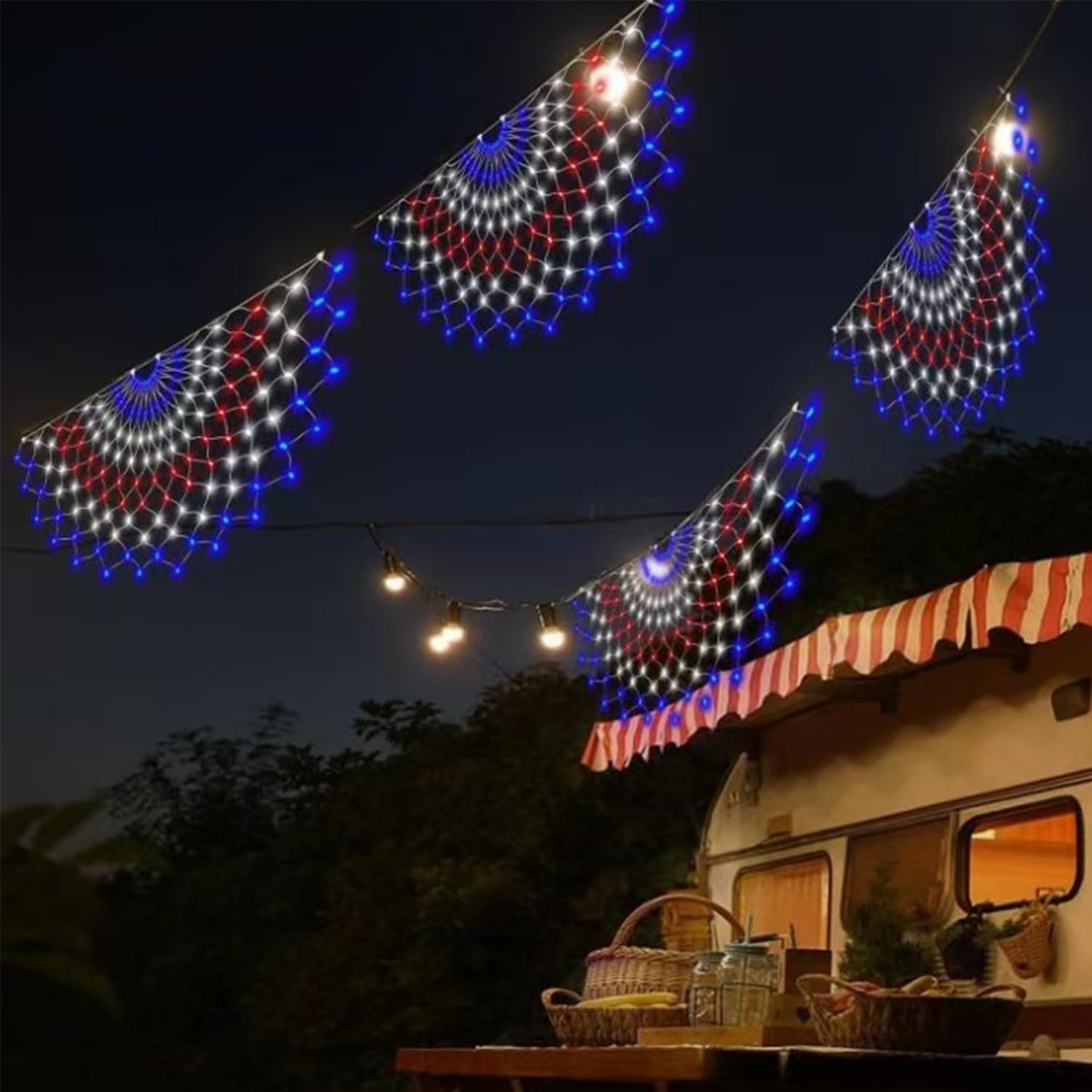 DDMY American Flag Lights 4th of July Lights with 243 Super Bright LEDs Waterproof Patriotic Flag Net Light of The United States for Memorial Day/4th of July Independence Day/Yard/Garden Decor