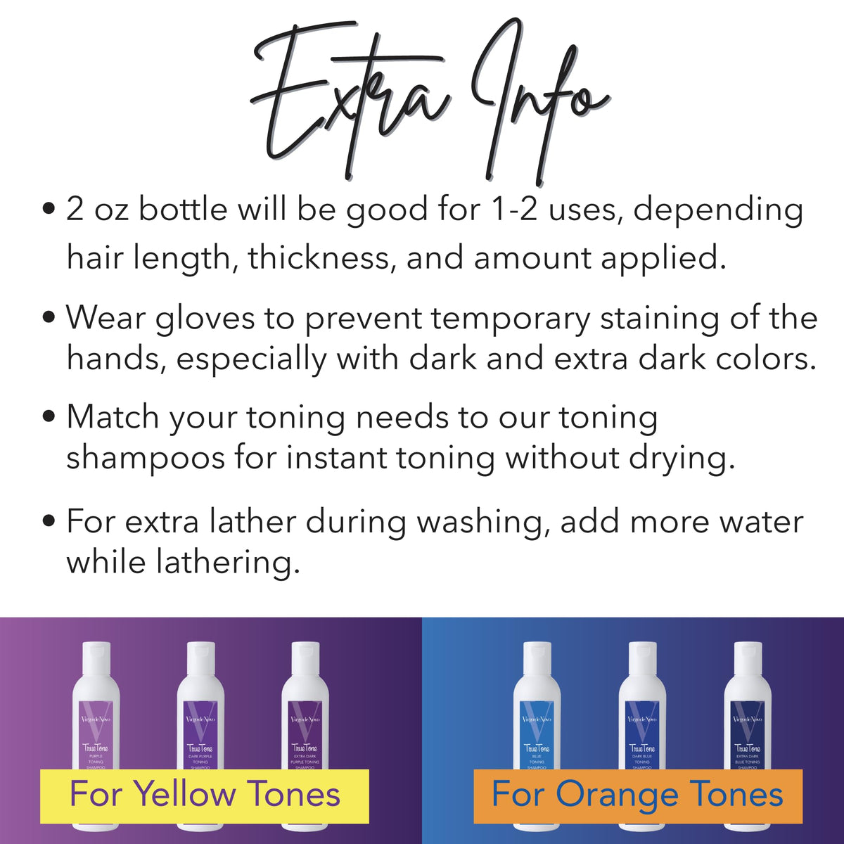 Virgo De Novo Extra Dark Blue Toning Shampoo - Maximum Tone Correction - 8 oz