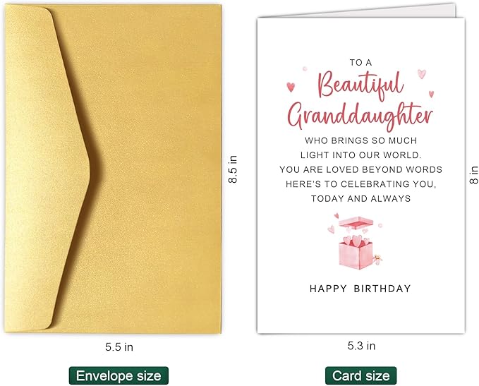 Chenive Granddaughter Birthday Card from Grandparents, Granddaughter Birthday Gifts, Sweet Birthday Card for Granddaughter, Happy Birthday Card to a Beautiful Granddaughter