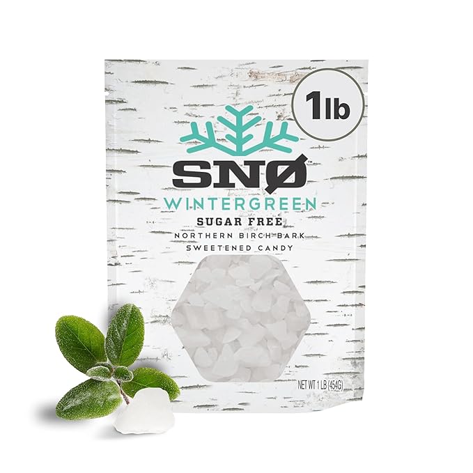 Wintergreen Xylitol Candy Chips - SNØ 1LB Bag - Handcrafted w/ONLY 2 Ingredients | Diabetic-friendly, Non-GMO, Vegan, Keto, GF & Kosher | Purest sugar-free candy in the world!