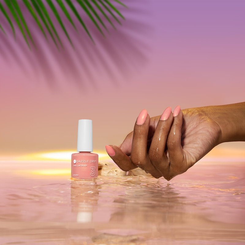 Dazzle Dry Nail Lacquer (Step 3) - Sunset Glow - A semi-sheer peach with a subtle orange/gold shimmer. Semi-sheer shimmer. (0.5 fl oz)
