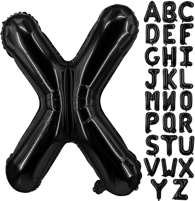 Lovoir 40 Inch Large Black Letter X Balloons Big Size Jumbo Mylar Foil Helium Balloon for Birthday Party Celebration Decorations Alphabet Black X