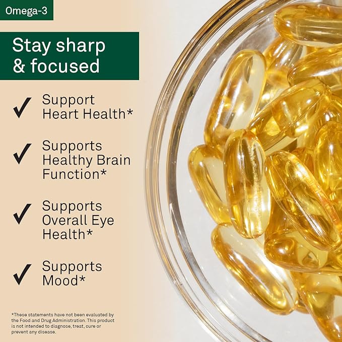 Omega-3 Fish Oil Supplement Supports Heart and Eye Health (60 Softgel Capsules) & Sleep Support with Sustained-Release Melatonin (7 Capsules Travel Pack)