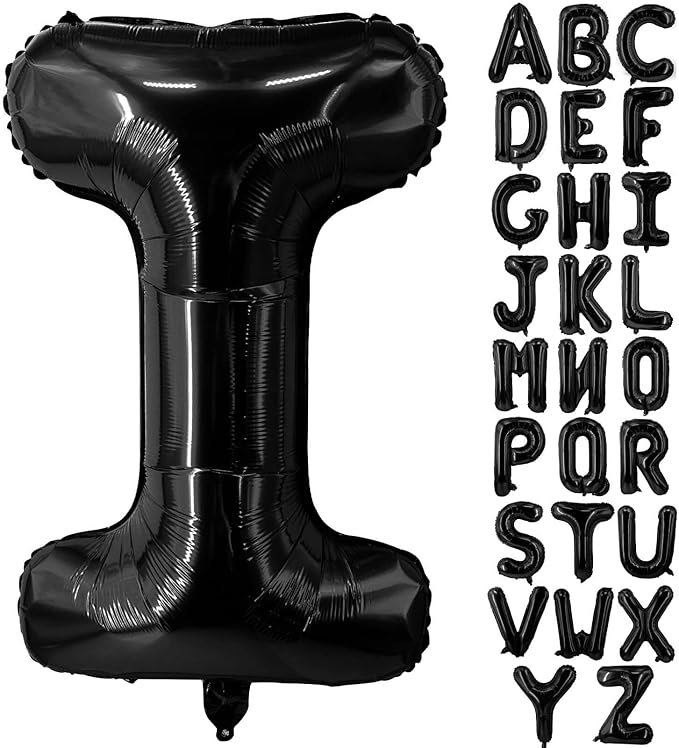 Lovoir 40 Inch Large Black Letter I Balloons Big Size Jumbo Mylar Foil Helium Balloon for Birthday Party Celebration Decorations Alphabet Black I