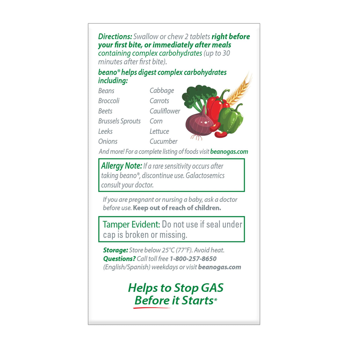 Beano Digestive Enzyme, Preventive Gas Relief for Adults, Helps Prevent Gas & Bloating, 150 Tablets