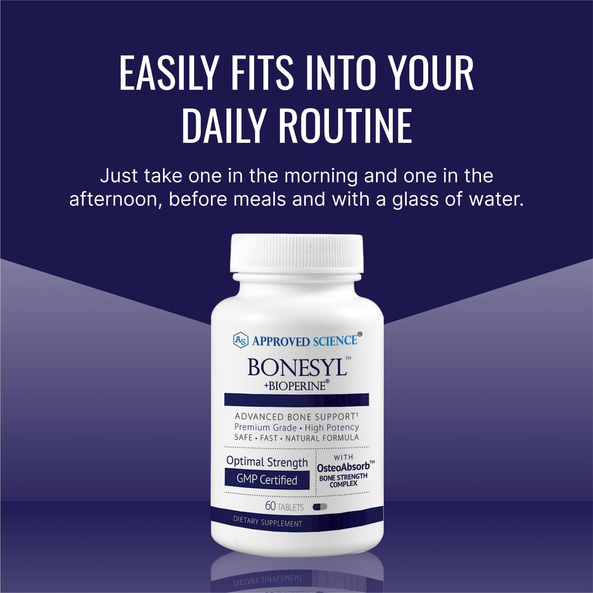 Approved Science Bonesyl - Strengthen Bones, Limit Bone Density Loss - Maintain Overall Bone Health - K2, BioPerine, and Magnesium - 360 Tablets - Vegan - Made in USA