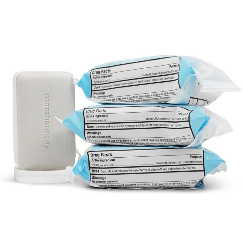 Dermaharmony Pyrithione Zinc (ZnP) Therapy Soap 4 oz Bars - 3 Pack - for Seborrhea and Dandruff