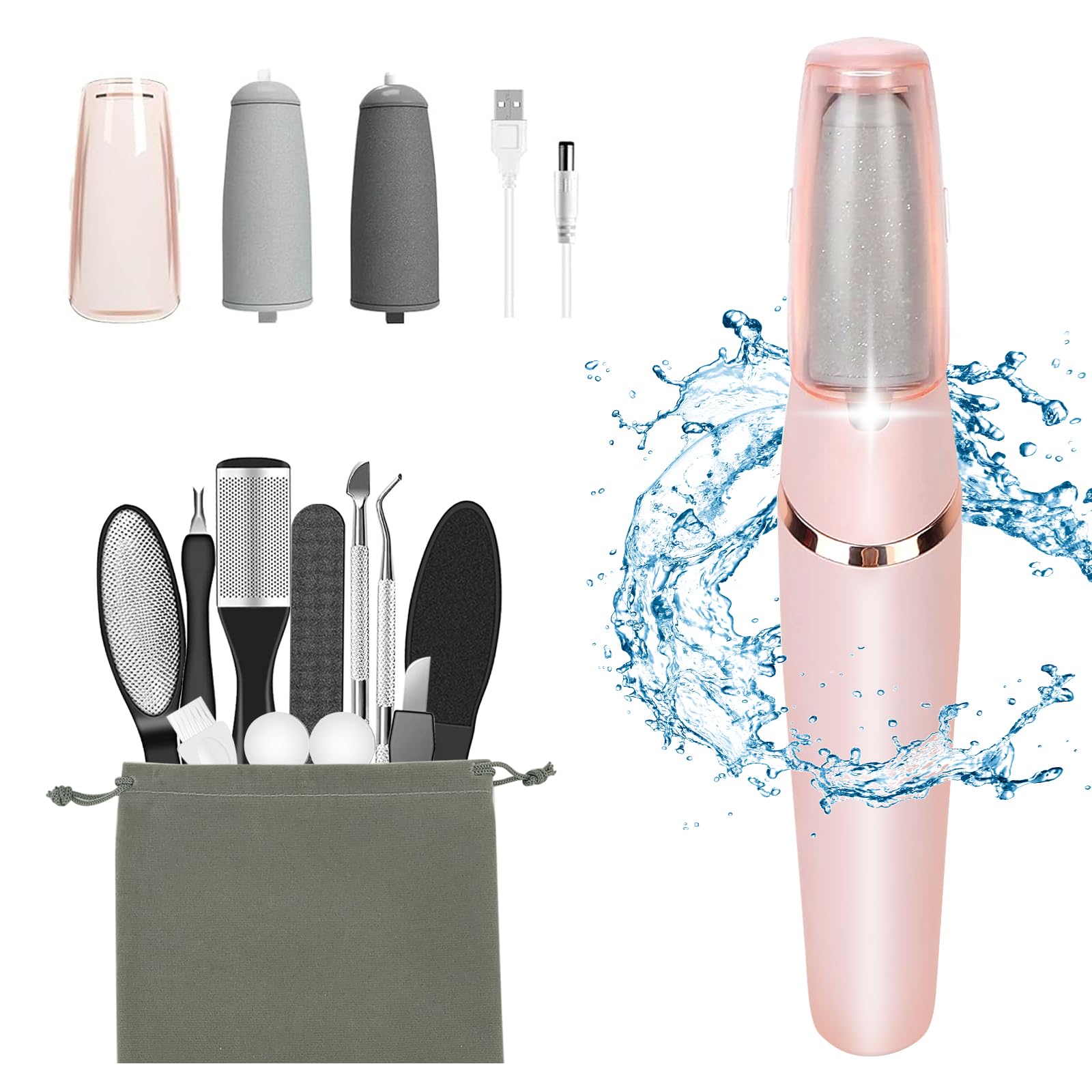 Electric Callus Removers for Feet, Haootadiy Electric Foot Callus Remover Pedicure Kits Rechargeable with12 in 1, Removes Dry Skin for Smoother Feet, Foot Care for Dead Skin Ideal Gift, Assorted
