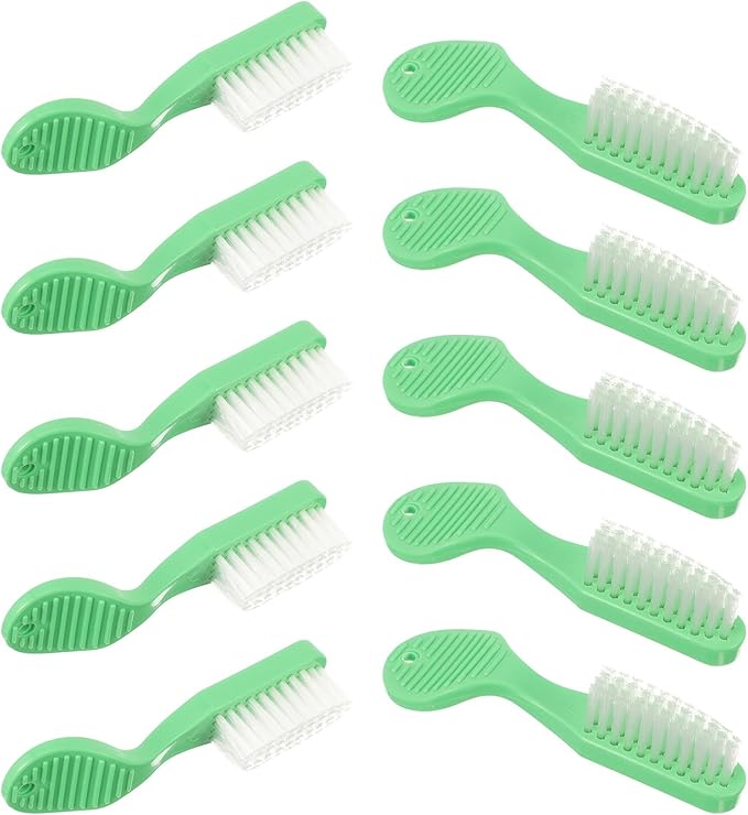 POPETPOP Large Head Prison Toothbrush 10Pcs Set with Soft Medium Bristles, Wear-Resistant Short Handle Manual Toothbrushes for Adult Oral Care and Travel Use