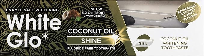 White Glo Coconut Oil Whitening Toothpaste, Refreshing Coconut & Mint Flavour, Fluoride-free Holistic Oral Care, Infused Luxurious Coconut Oil For Sparkling White Teeth and Ultimate Clean - 5.2 Ounces