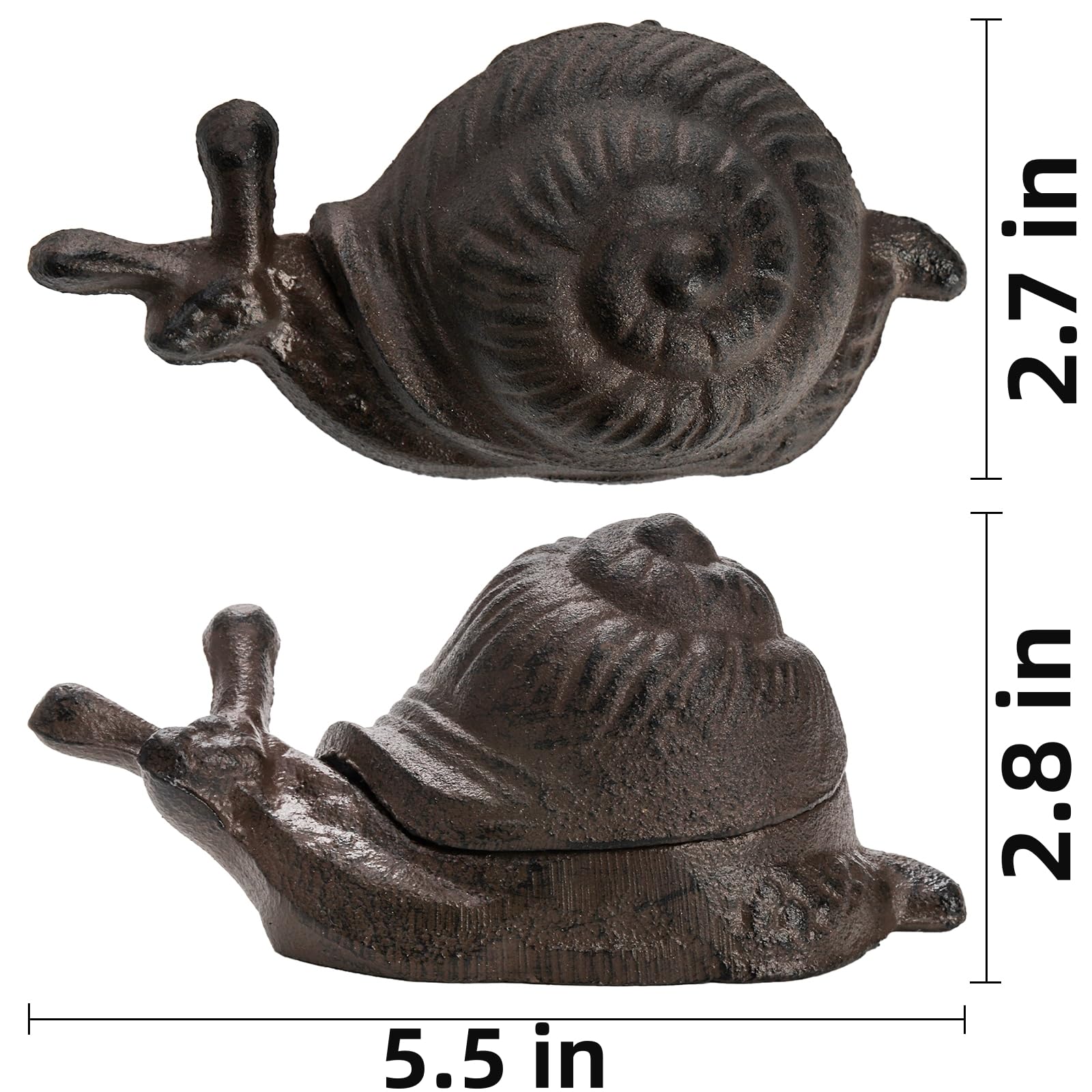 Pumtus Cast Iron Key Hider, Snail Hide-a-Key Holder, Outside Spare Key Hider Figurine, Small Snail Garden Statues Ornament, Decorative Jewelry Trinkets Box for Ear Studs Rings Paper Clips