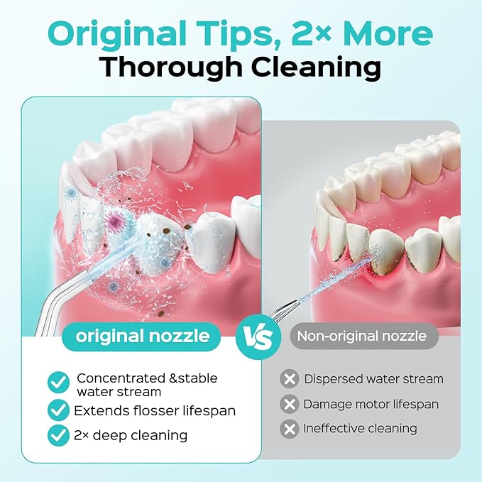 COSLUS Original Water Flosser Replacement Tips: Replacement Heads Compatible with COSLUS, Aquasonic, Nicwell, Oralfree, WELLFINE, Hangsun, Tovendor Water Dental Pick, Accessory, 4 Periodontal Jet Tips