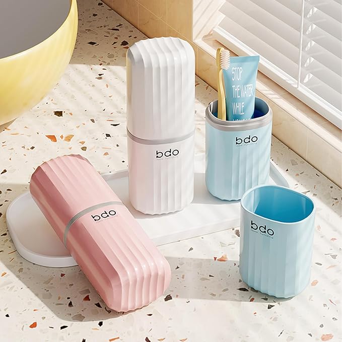 Toothbrush Travel Case Portable Toothbrush Holders with Cover Leakproof Toothbrush & Toothpaste Holder for Traveling School Camping Business Trip Bathroom