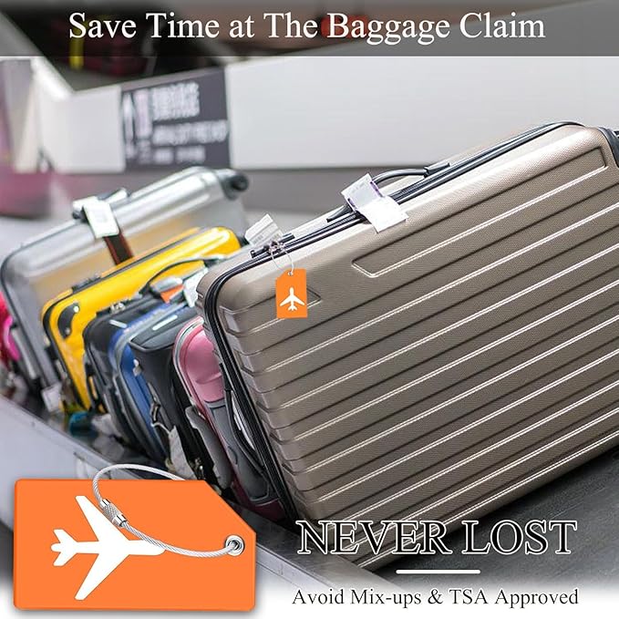 7 Pack Silicone Luggage Tag Travel Suitcase Tags with Name ID Card Perfect to Quickly Spot Baggage Handbag (Colorful)