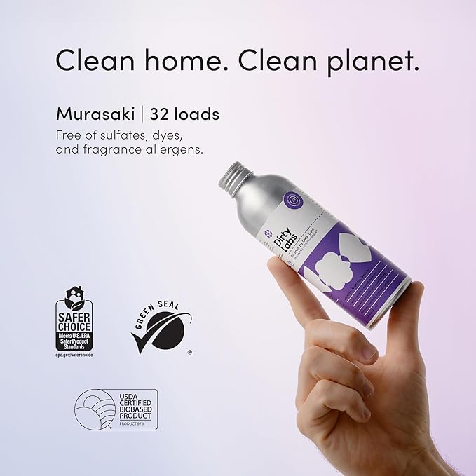 Dirty Labs | Murasaki Scent | Bio Enzyme Liquid Laundry Detergent | 32 Loads (8.6 fl oz) | Hyper-Concentrated | High Efficiency & Standard Washing | Nontoxic, Biodegradable | Stain & Odor Removal