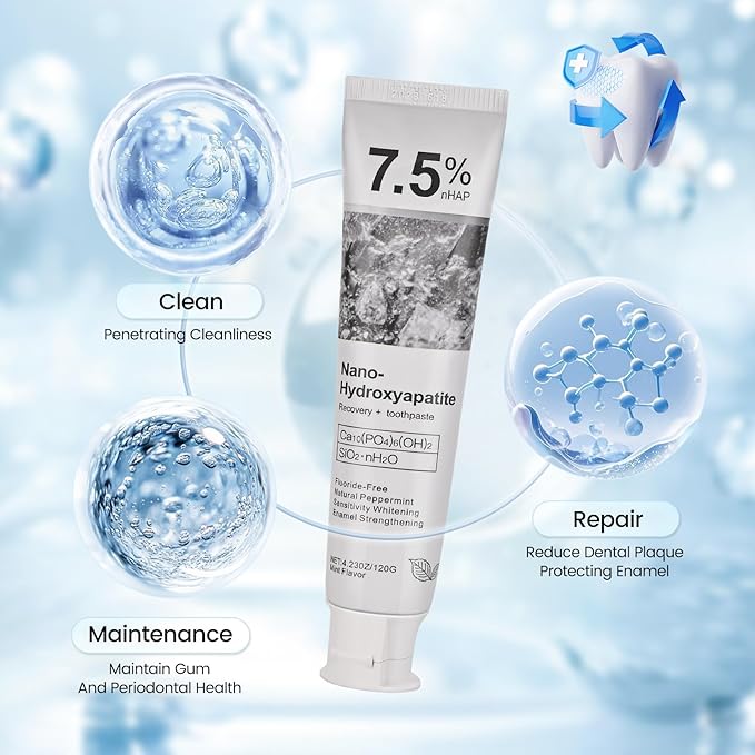 2 Pack 7.5% Hydroxyapatite Toothpaste for Enamel Protection and Tooth Strengthening - Daily Use for Oral Health - Mint Toothpaste