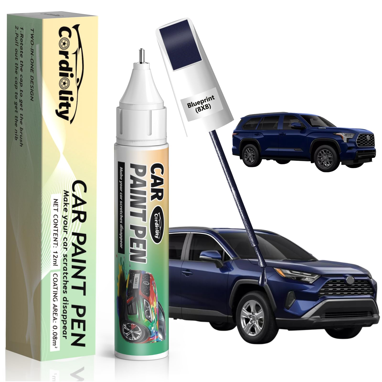 Blueprint(8X8) Touch Up Paint Pen for Toyota,Car Paint Scratch Repair Pen Quick and Easy Fix Auto Paint Scratch