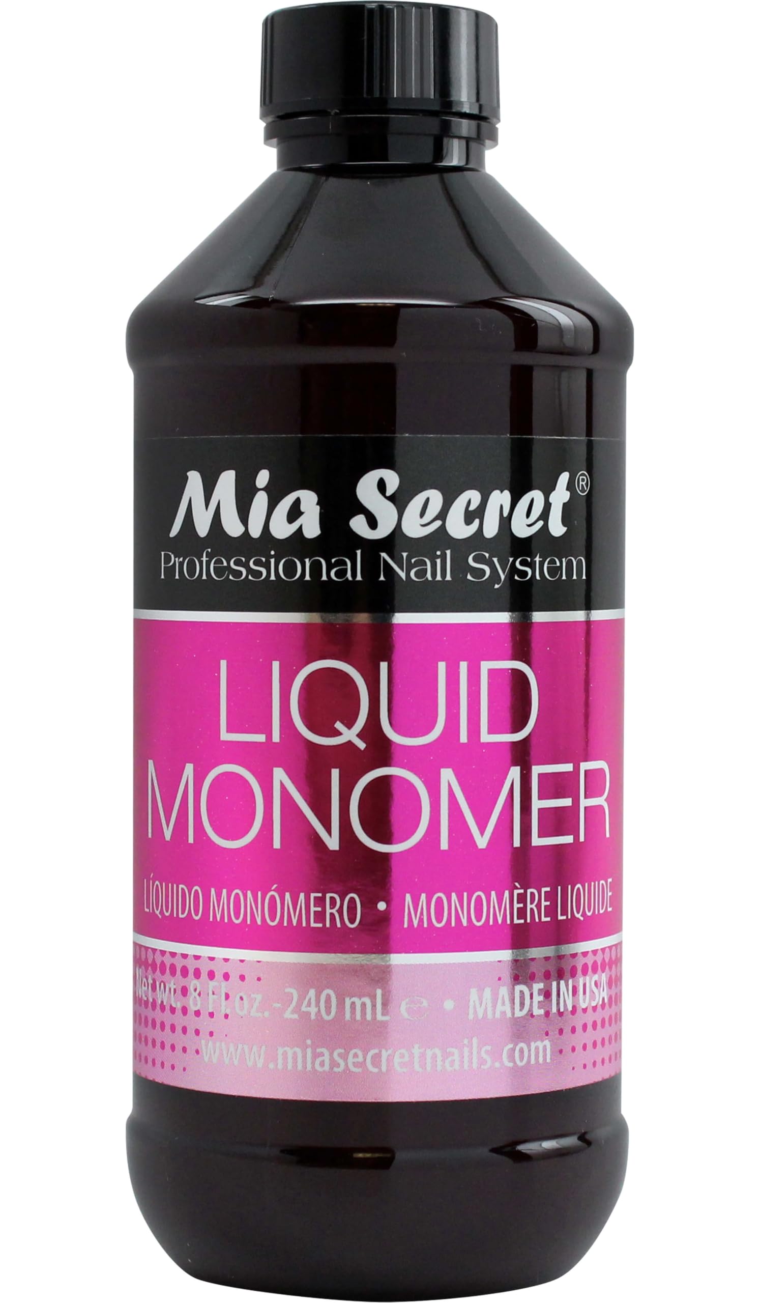 Mia Secret Liquid Monomer 8 oz. Professional Acrylic Nail System - MMA FREE - Made in the USA