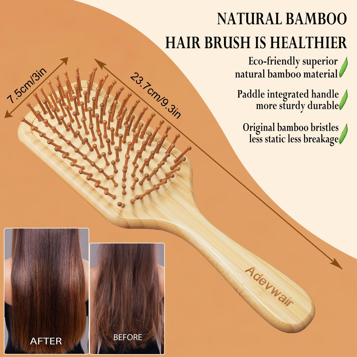 12 Pcs Bamboo Hair Brushes for Women, Bulk Natural Bamboo Bristles Paddle Brush for Scalp Massage, Engraving, Painting, DIY Custom Gifts for Wedding