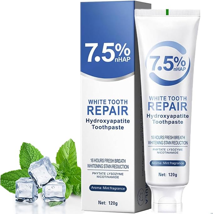 Fluoride Free Nano Hydroxyapatite Toothpastes for Teeth Whitening, Remineralizing, Deep Cleansing, Enamel-Safe, Anti-Plaque, Teeth Restoration, 4.23oz