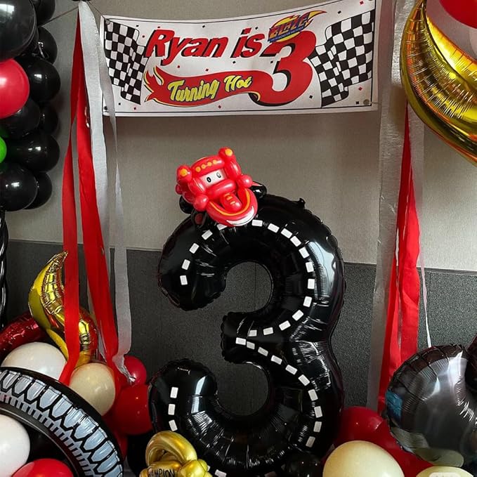 40 Inch Race Car Black Number Balloons Race Car Birthday Party Balloons Large Black Number 5 Balloons Boys 5th Birthday Party Race Car Theme Party Decorations Supplies（Digital 5）
