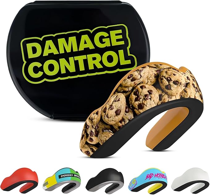 DAMAGE CONTROL Extreme Impact Mouth Guard – Sports Mouthguard for Boxing, MMA, BJJ, Hockey, Rugby, Lacrosse, & More – Mouthpiece for Teeth & Jaw Protection, for Youth & Adults (Women, Cookie Monster)