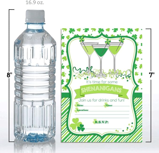 Amanda Creation St. Patrick's Day Shenanigans Party Fill in Invitations set of 20 with envelopes