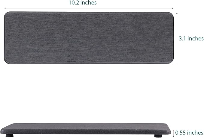 2 Pcs Water Absorbing Stone Trays, Kitchen/Bathroom Sink Soap Dish, Diatomite Tray Used for Hand Soap & Cosmetic Bottles in The Modern Home, 3.15" W x 10.2" L, Dark Gray