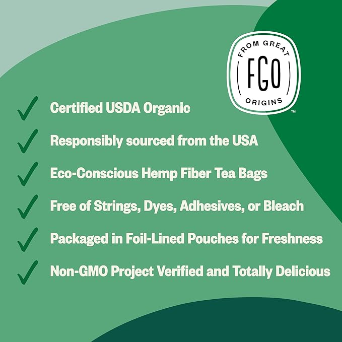 FGO Organic Peppermint Tea, 100 Count, Eco-Conscious Tea Bags, Caffeine Free, Packaging May Vary (Pack of 1)