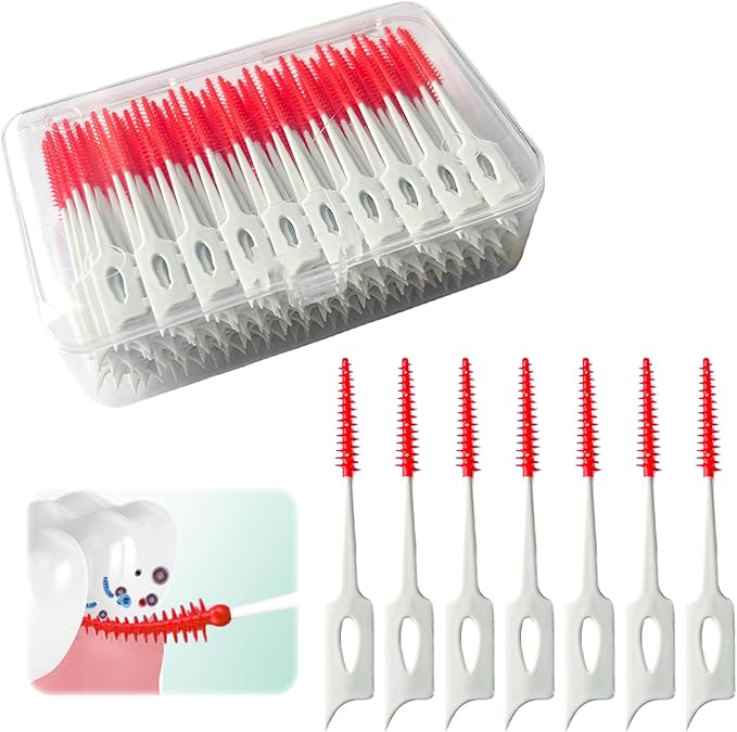 Ndzefan160PCS Portable Silica Gel Toothpick Toothbrush Original Suitable for Oral Care of Adults and Children Soft,Toothpick Brushes Teeth Cleaning Tool (red)