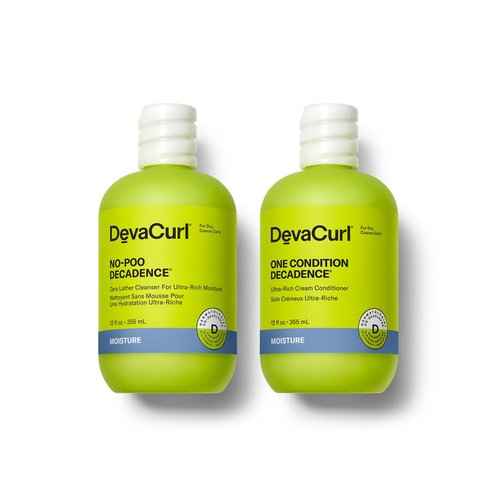 DevaCurl No-Poo Decadence Non-Lathering Cleanser and One Condition Decadence Ultra-Rich Cream Conditioner, 12 fl oz | Bundle