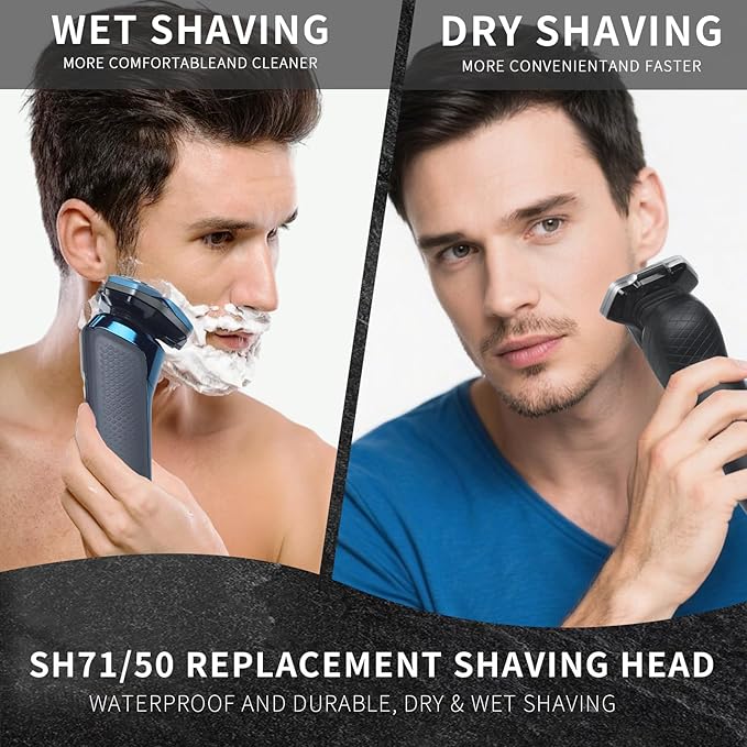 SH71/50 Shaving Heads Compatible with Phili*s Shavers Series S5000 (S5XXX),S7000 (S7XXX) for SH60/70 and SH70/70 (Silver)