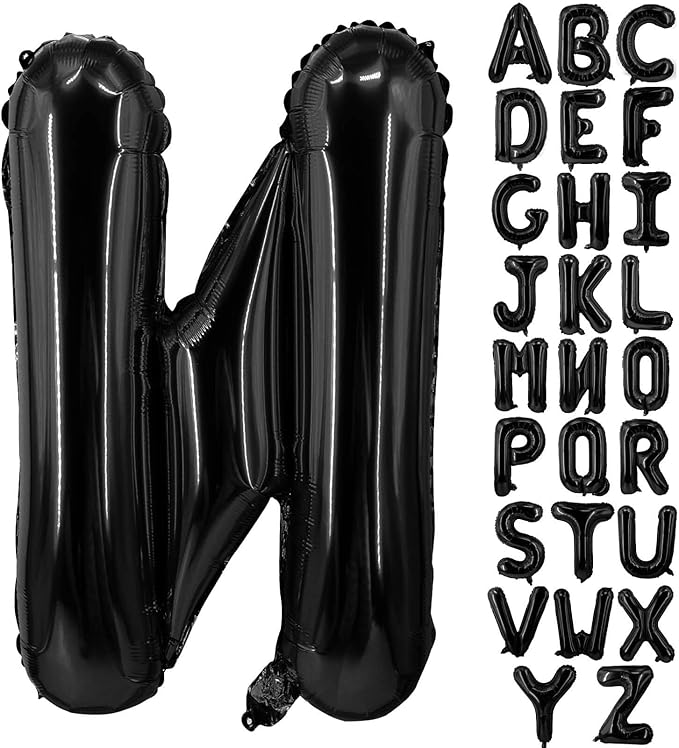 Lovoir 40 Inch Large Black Letter N Balloons Big Size Jumbo Mylar Foil Helium Balloon for Birthday Party Celebration Decorations Alphabet Black N