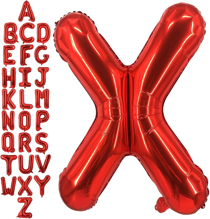 40 Inch Red Letter X Balloons, DIY Phrase Foil Alphabet Letter X Balloons DIY Word X Banner for Birthday Anniversary Celebration Graduation Party Supplies Decoration