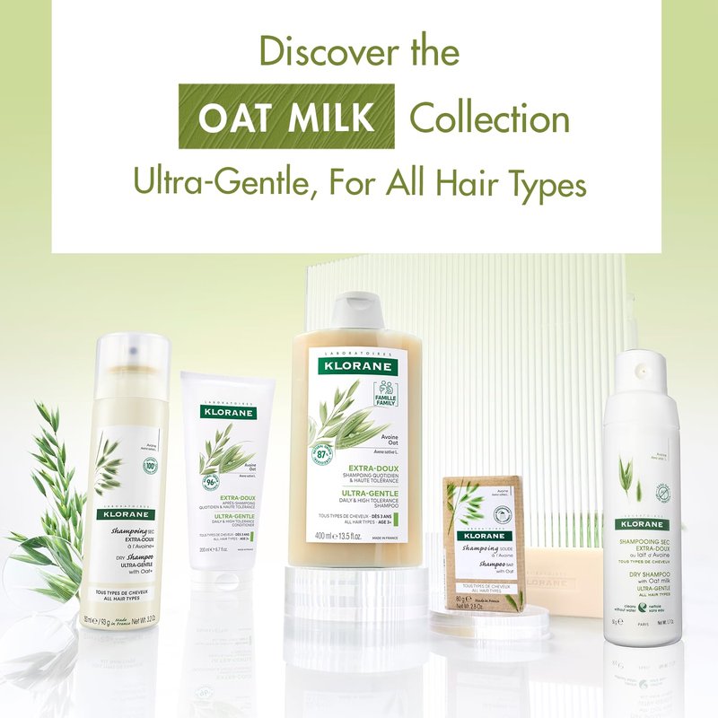 Klorane Ultra-Gentle Conditioner with Oat Milk - Sulfate-Free - Dermatologist and Pediatric Tested - Hypoallergenic, Vegan, Plant-Based Formula - High Tolerance Formula for Whole Family - 6.7 fl. oz.