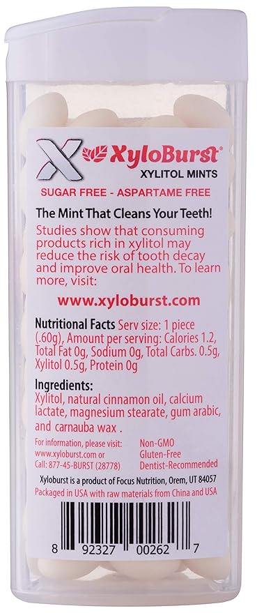 XyloBurst - Xylitol Mints | Sugar Free Breath Mints for Oral Health | Gluten Free, Vegan, Keto Friendly | Aspartame Free | Variety Pack | 60 Count Jar, 8-Pack