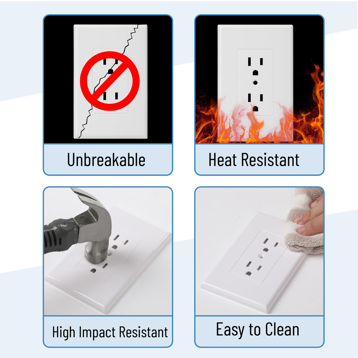 Bates- 1-Gang Duplex Wall Plate, 3.18"x 4.98", 20 Pack White