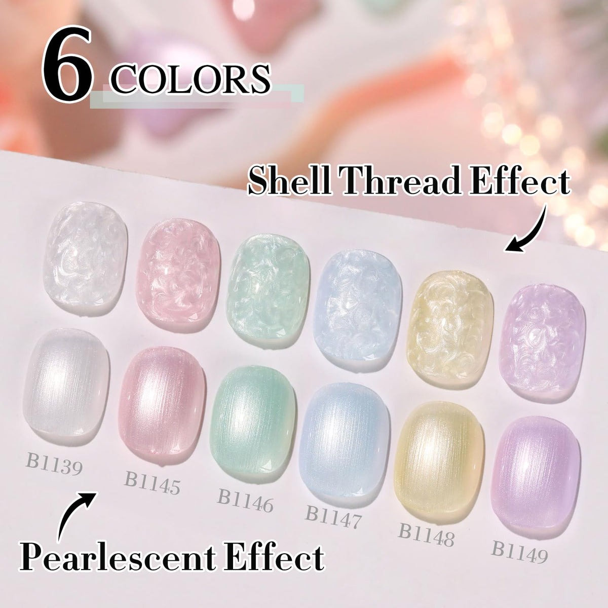 Double Rhythm Gel Nail Polish Set of 6 Colors Baby Light Pastel Milky Nail Polish Starter Kit Art DIY Salon Home (Pearl White Pink Green Blue Yellow Purple,Kit 30)