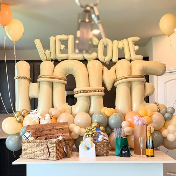 Cream HOME Balloons,40 Inch Welcome HOME Letter Balloon Beige for Housewarming Homecoming Party Decorations