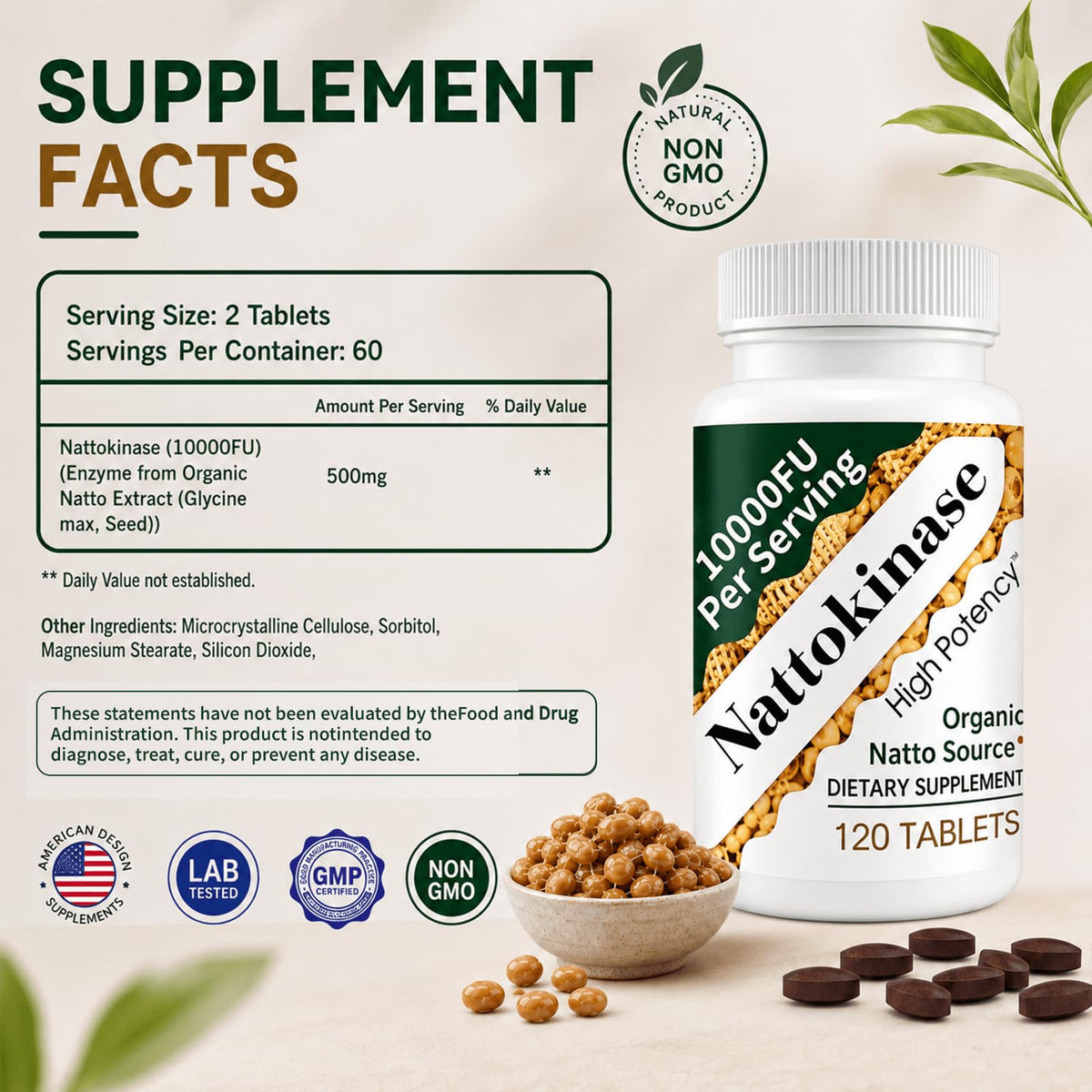 Shileoo Nattokinase Supplement 10000FU – Cardiovascular Support – Extended Release – Vegan, Non-GMO, Gluten-Free – 120 Vegan Capsules