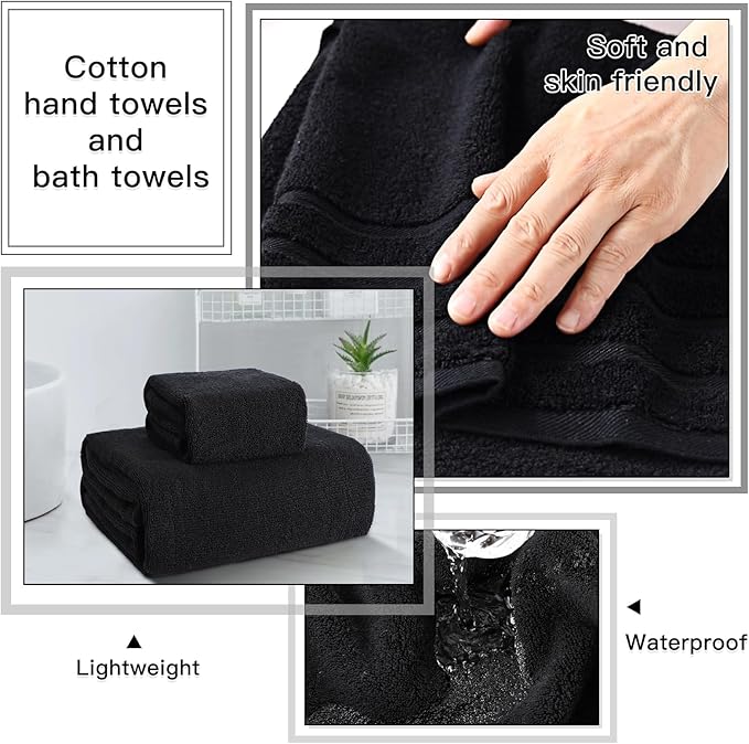 32PCS Bathroom Accessory Set Black Bathroom Accessories Bathroom Set, Shower Curtain Set, 2 Piece Bath Towel Set, 3PC Soap Dispenser, Toilet Brush & Trash Can