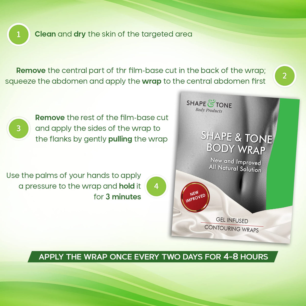 Toning Firming Body Sculpting Wrap for Definition – All Natural Anti Cellulite Wrap – Sculpting Body Applicator – New and Improved Solution for Arms, Legs, and Tummy (15 WRAPS)