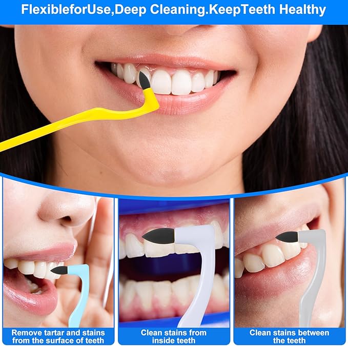 4 PCS Dental Tooth Stain Eraser Removers, Dental Plaque Tartar Eraser Polisher Professional Dental Picks Tooth Polisher and Plaque Remover for Teeth Whitening Polishing Adult Oral Care (4 Color)