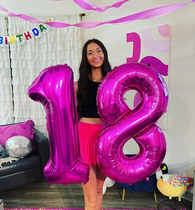Rosy Purple Number 6 Balloon 40 Inch, 6 Balloon Number, 6th Birthday Decorations, Rosy Purple Party Supplies for Boys Girls