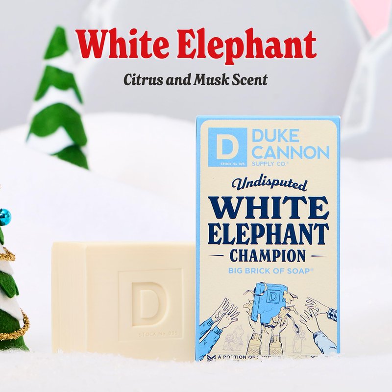 Duke Cannon Supply Co. White Elephant Bar Soap - 10oz Large Soap Brick with Citrus Musk Scent - Holiday Gag Gift, Funny White Elephant Gift Idea 4 Pack