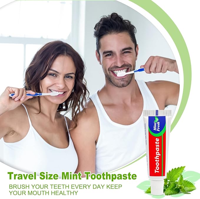 10 pcs Travel Size Toothpaste Bulk, 0.88oz/25 Grams Small Toothpaste Travel Size Bulk 4x1.4 inches Mint Mini Disposable for Hotel,Guests,Homeless,Charity